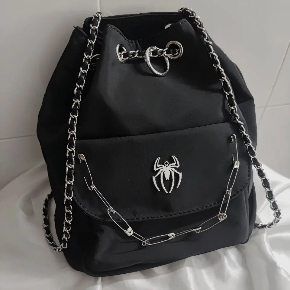 Gothic Black Y2k Backpacks Women New Punk Dark Hot Girls Chain Casual Backpack Ladies Harajuku Vintage Mochila Aesthetic - EUFASHIONBAGS