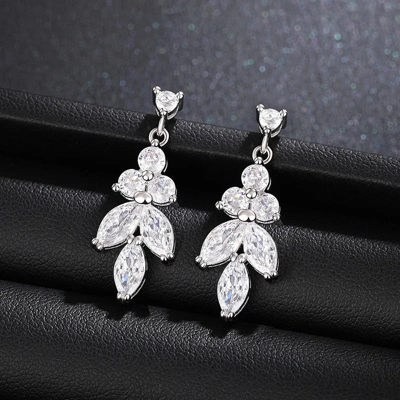 Geometric Cubic Zircon Drop Earrings for Women Dazzling Modern Wedding Band Jewelry Chic Versatile Accessories - EUFASHIONBAGS