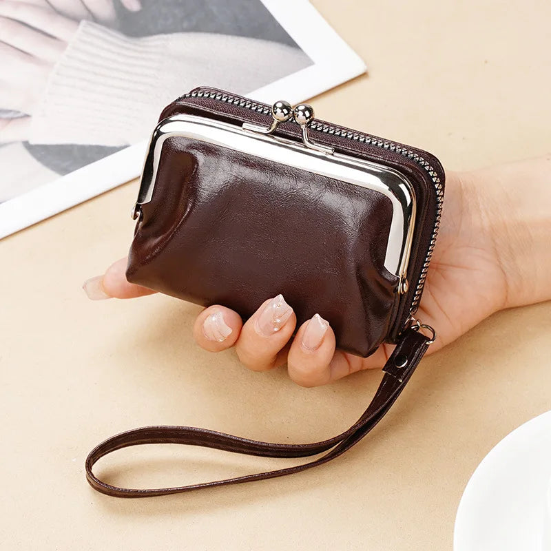 Vintage Women's Wallets Portable Mini Card Holders Coin Small Change Storage Bag Women Zipper Money Clip Girls Handbag