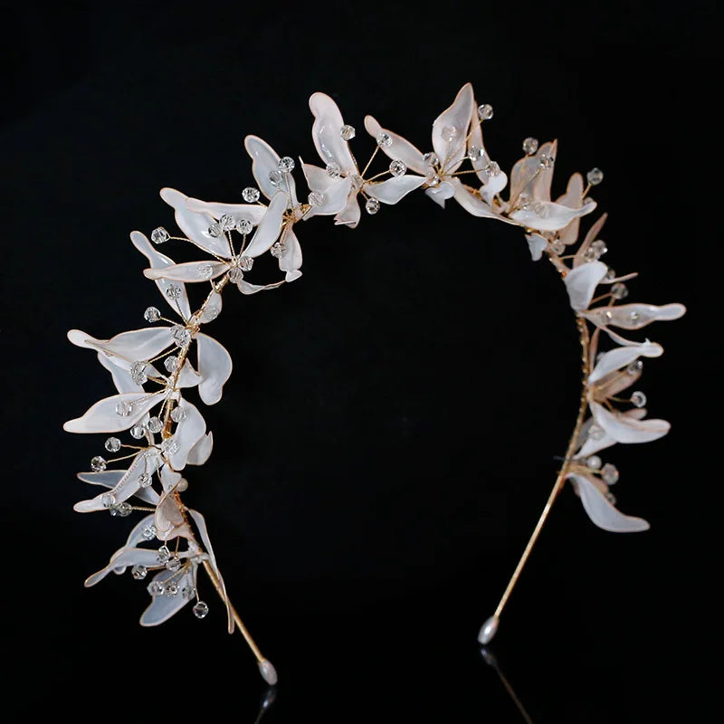 Luxury Silver Color Pearl Crystal Wedding Hairbands Hair Accessories Bridal Flowers Headpiece Women Bride Hair ornaments Jewelry - EUFASHIONBAGS