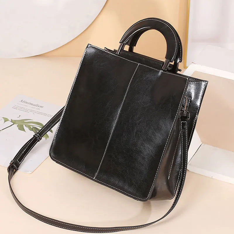 Women's Tote Bag Large  Genuine Leather Women Shoulder Bags Luxury Designer Square Cowhide Female Handbags Crossbody Bag