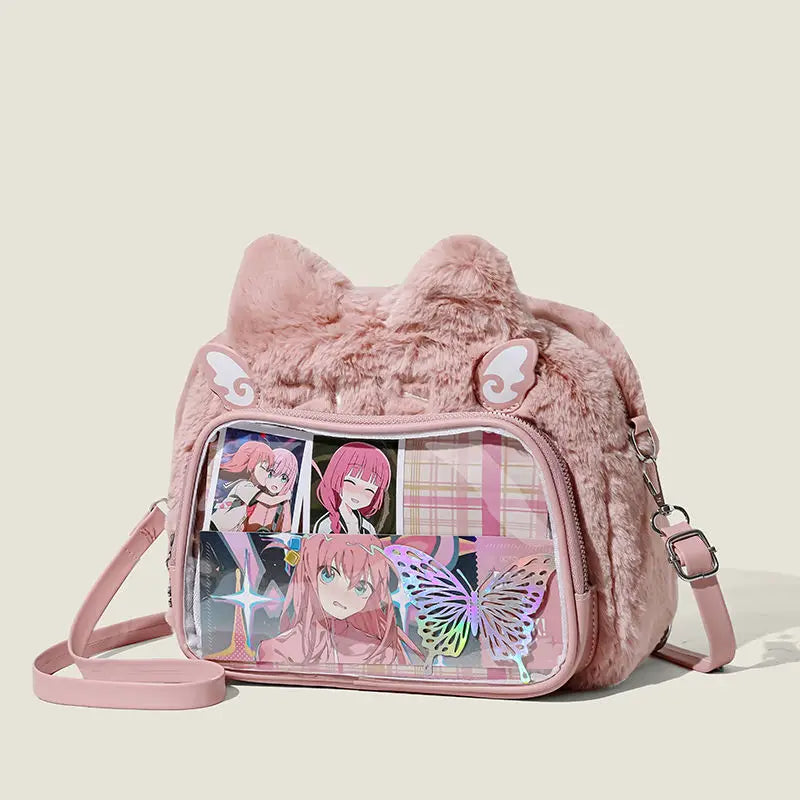 Sweet Cute Cat Pink Mini Backpack Women Harajuku Aesthetic Plush Soft Ita Bag Messenger Bag Student Kawaii Backpacks