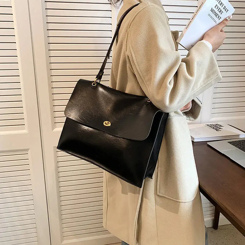 Vintage Coffee Shoulder Bag Women Preppy Style Leather Casual Crossbody Bags Female Retro Jk Briefcase Tote Bag Aethetic