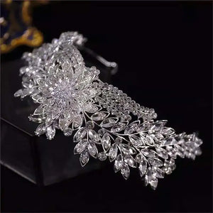 Luxury Floral Crystal Flower Bridal Tiaras Crown Rhinestone Pageant Diadem Collares CZ Crowns Headpiece Wedding Hair Accessories