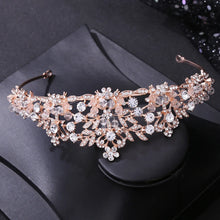 Cargar imagen en el visor de la galería, Baroque Luxury Handmade Crystal Beads Flowers Bridal Tiaras Crown Rhinestone Pageant Diadem cz Headband Wedding Hair Accessories