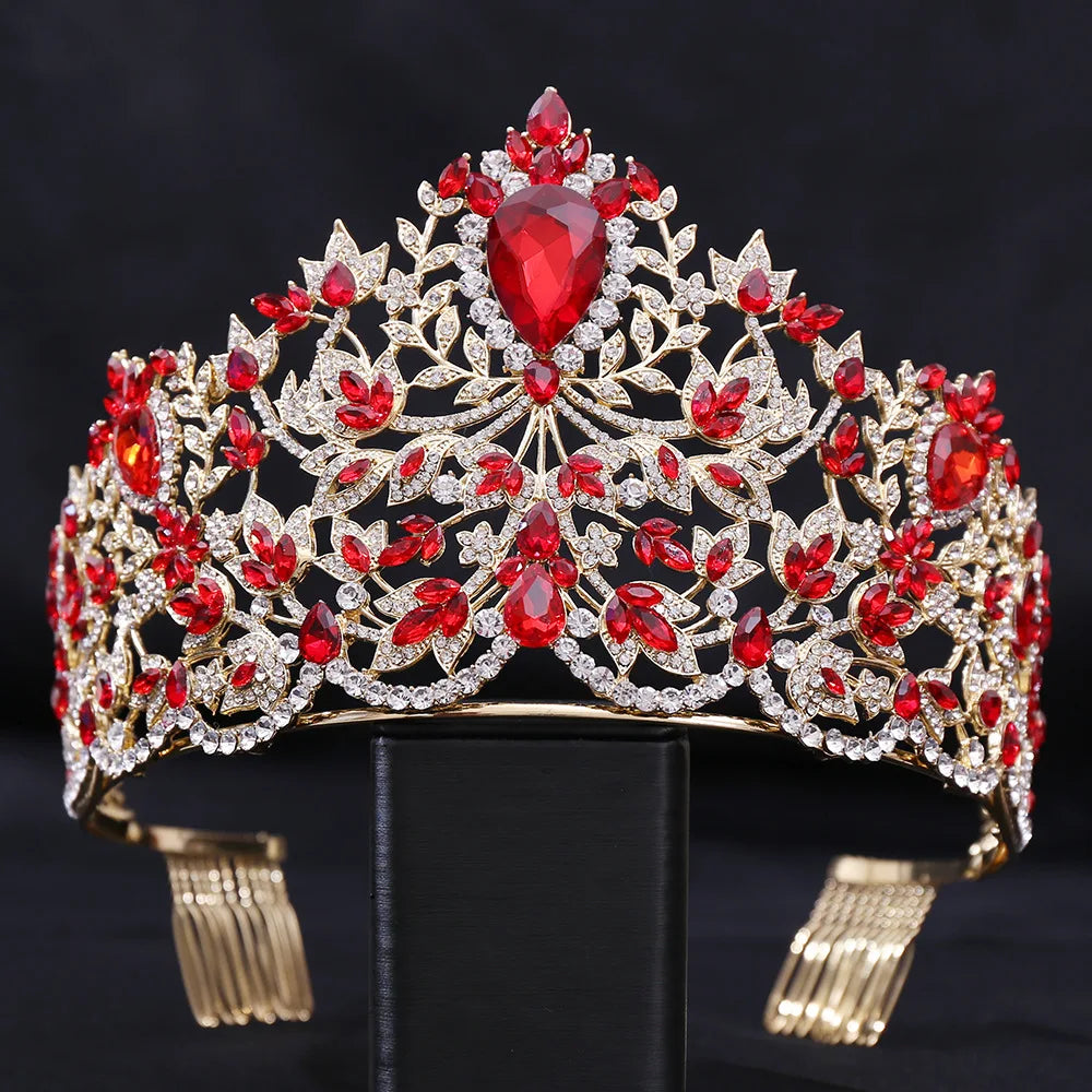 Baroque Style Miss Universe Large Rhinestone Wedding Crown Tiara Crystal Encrusted Queen Princess Tiara Pageant Hair Accessories