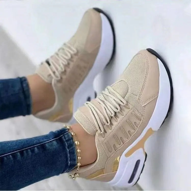 Women's Shoes Spring and Autumn New Mesh Breathable Casual Shoes Outdoor Lightweight Non-slip Wedge Heel Thick-soled Sneakers - EUFASHIONBAGS