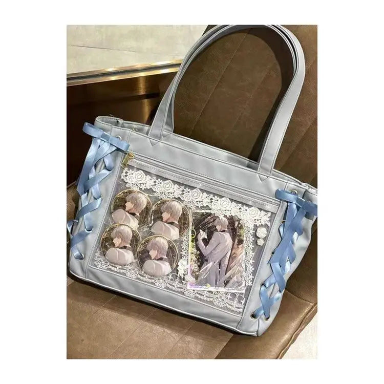 Sweet Lolita Pink Ita Bag Women Japanese Transparent Large Tote Bag Harajuku Kawaii Handbag Aesthetic - EUFASHIONBAGS