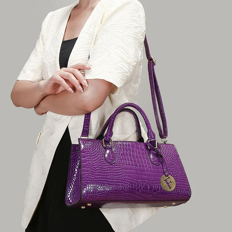 New Women Tote Bag Luxury Crocodile Vein Women's Shoulder Bag PU Leather Large Capacity Female Crossbody Handbags