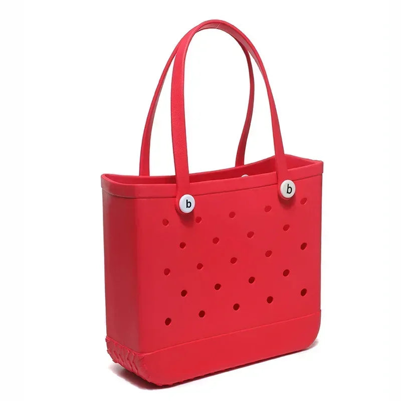 Croc Beach Tote Bag Rubber EVA Waterproof Basket Extra Large Women Shopping Shoulder Handbag Beach Jelly Sac Tote Bag Purse - EUFASHIONBAGS