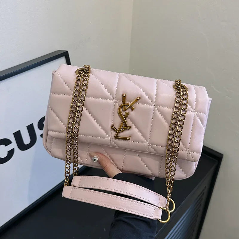 New Rhombic Chain Female Bag Versatile One-shoulder Small Square Bag Crossbody For Women High-end Grid Texture Chain Bag