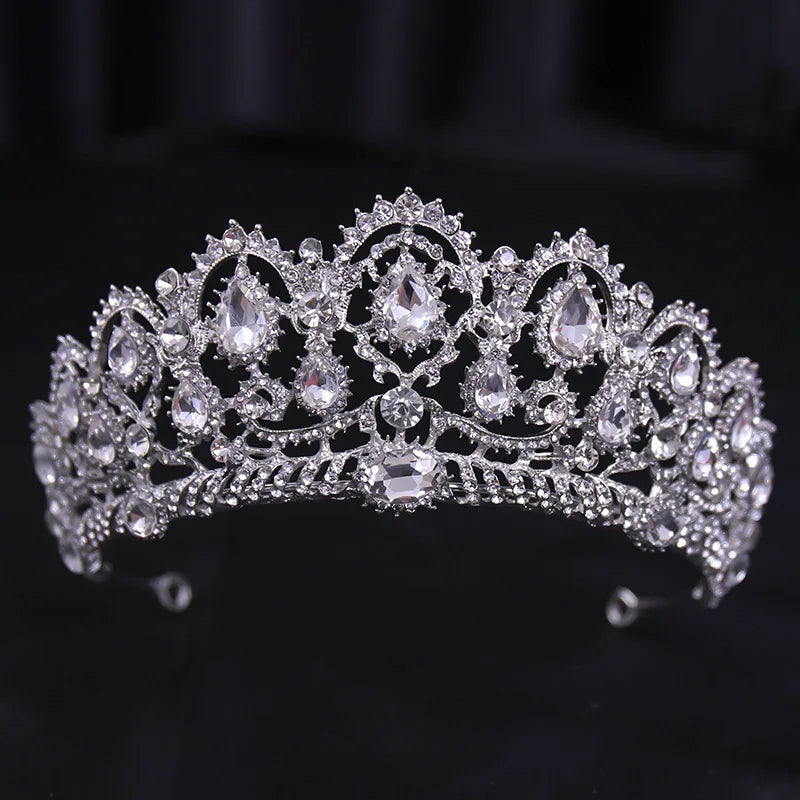 Diverse Silver Color Crystal Pearls Bridal Tiaras Crown Rhinestone Pageant Diadema Collares CZ Headband Wedding Hair Accessories - EUFASHIONBAGS