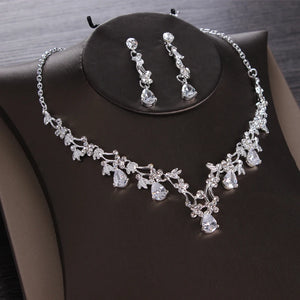 Luxury Heart Crystal Bridal Jewelry Sets Wedding Cubic Zircon Crown Tiaras Earring Choker Necklace Set African Beads Jewelry Set