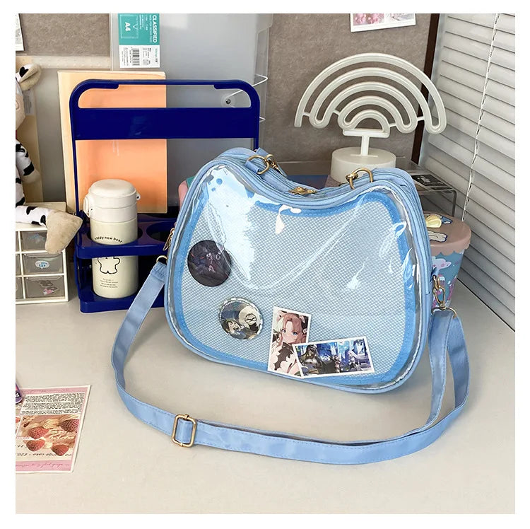 Kawaii Women Ita Bags Aesthetic New Designer Cat Shaped Crossbody Shoulder Bolsa Y2K Harajuku Lolita DIY Badge Bolso Mujer - EUFASHIONBAGS