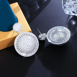 Full Micro Pave Cubic Zirconia Earrings Round Women Wedding Dubai Jewelry b152