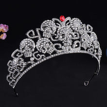 Cargar imagen en el visor de la galería, Gothic Black Skull Crystal Tiaras Crowns Queen Skeleton Diadem Witch Headdress Jewelry Halloween Cosplay Party Head Accessories