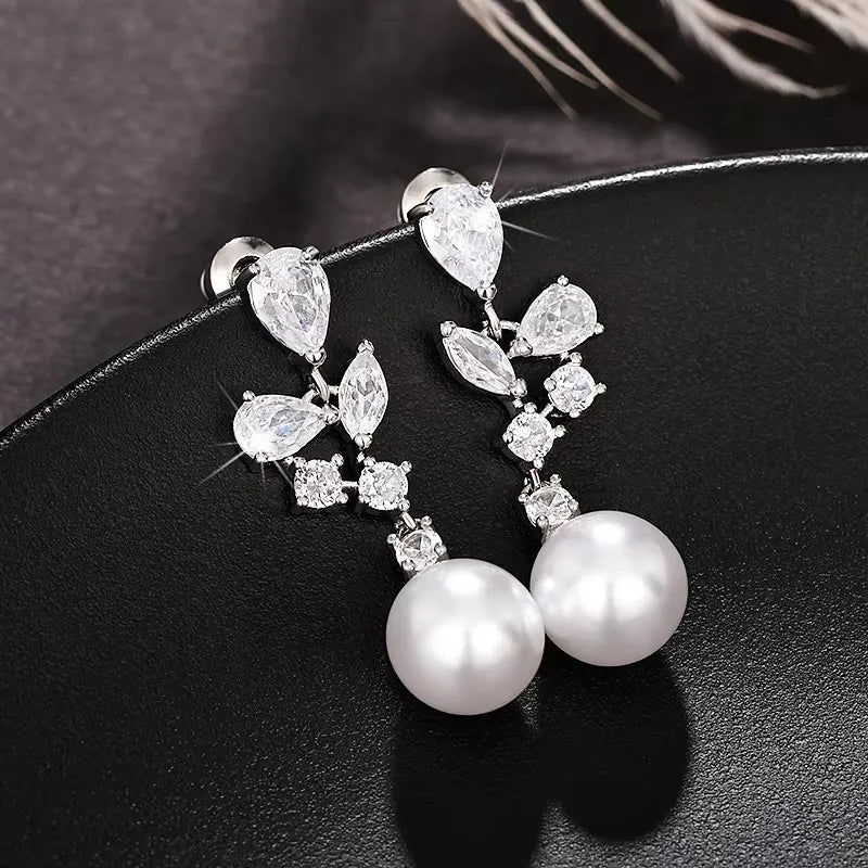 Graceful Drop Earrings with Imitation Elegant Temperament Ear Accessories Women Versatile Fashion Engagement Jewelry Hot - EUFASHIONBAGS