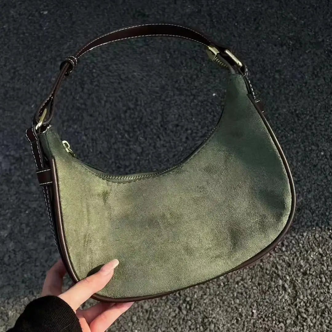 Casual Green Underarm Bag Women New Vintage Hot Girls Leather Solid Shoulder Bag Retro Elegant Y2k Handbag Purse - EUFASHIONBAGS