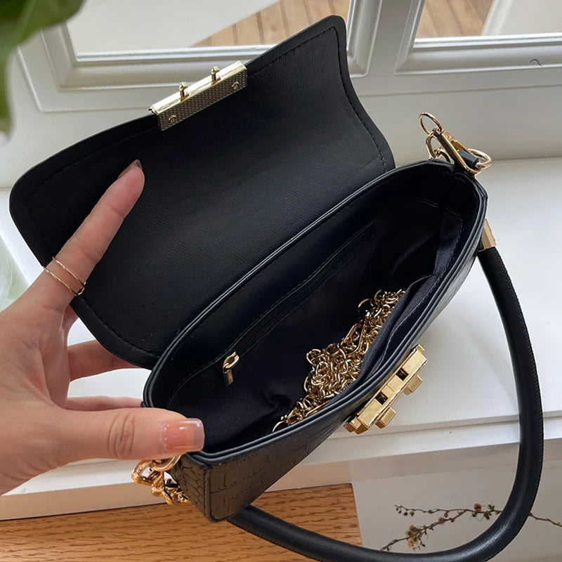 Women's Shoulder Bags Crocodile Texture Designer Luxury Bag Fashion New Female Crossbody Chain Bag PU Leather Women Handheld