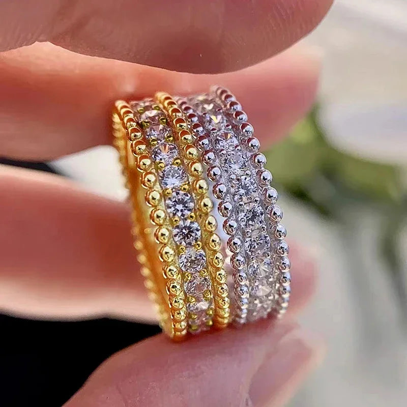 Trendy Simple Rings for Lady Shiny Single Row Cubic Zirconia Exquisite Finger Accessories Attractive Charms Party Jewelry - EUFASHIONBAGS