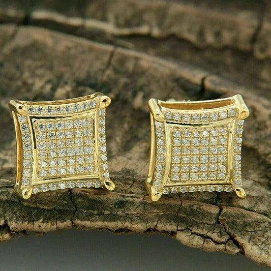 Women Geometric Stud Earrings Gold Color Temperament Lady's Earrings Simple Versatile Cubic Zirconia Jewelry - EUFASHIONBAGS