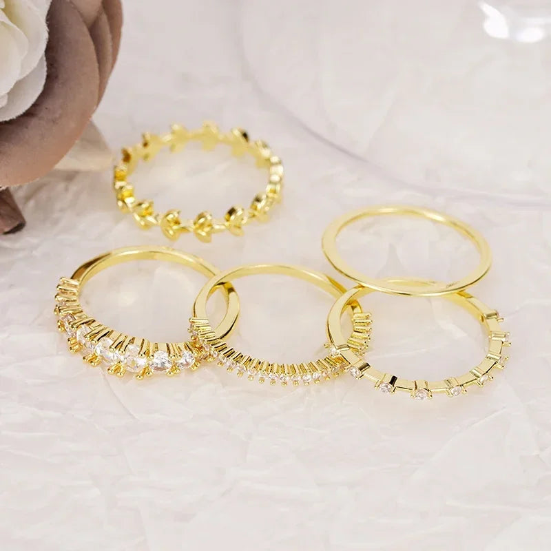 Novel 5 Pc/Set Rings Separable Gorgeous Trendy Luxury Engagement Wedding Jewelry for Lady Graceful Charms Accessories - EUFASHIONBAGS