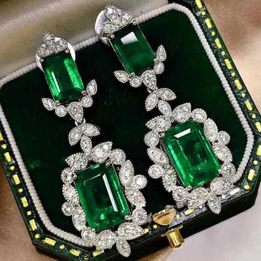 Luxury Green Cubic Zirconia Dangle Earrings for Women New Item Wedding Engagement Accessories Gift Trendy Jewelry - EUFASHIONBAGS