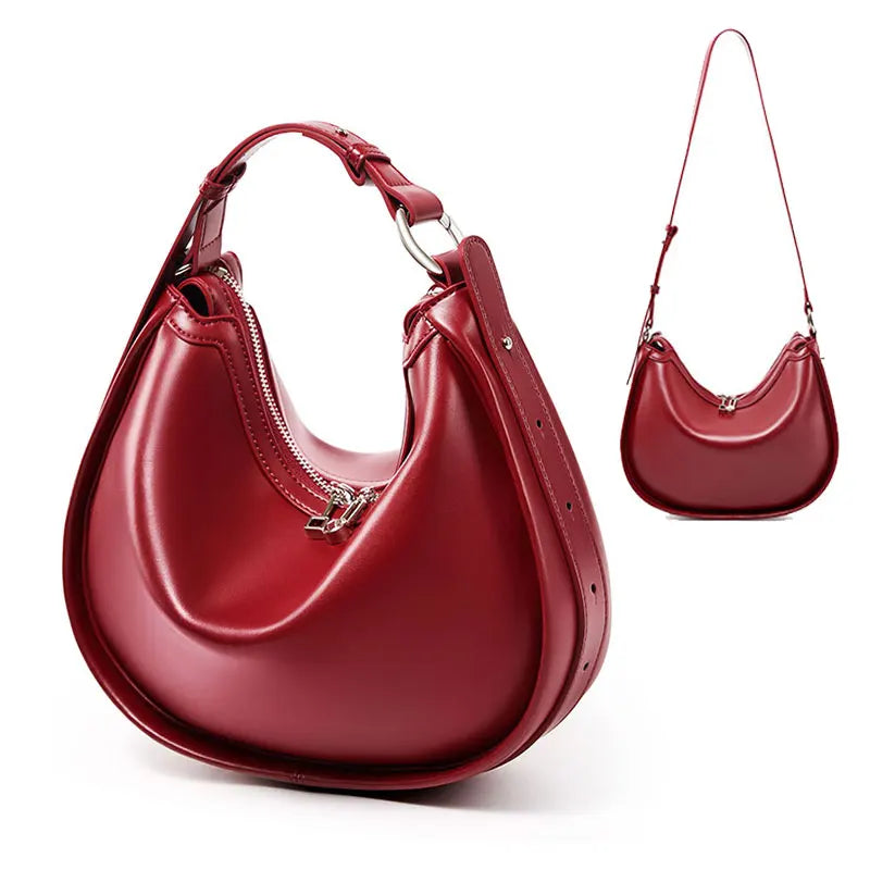 Luxury Design Women Bag New Multifunctional Genuine Leather Women's Shoulder Bag High Quality Cowhide Half Moon Handbags