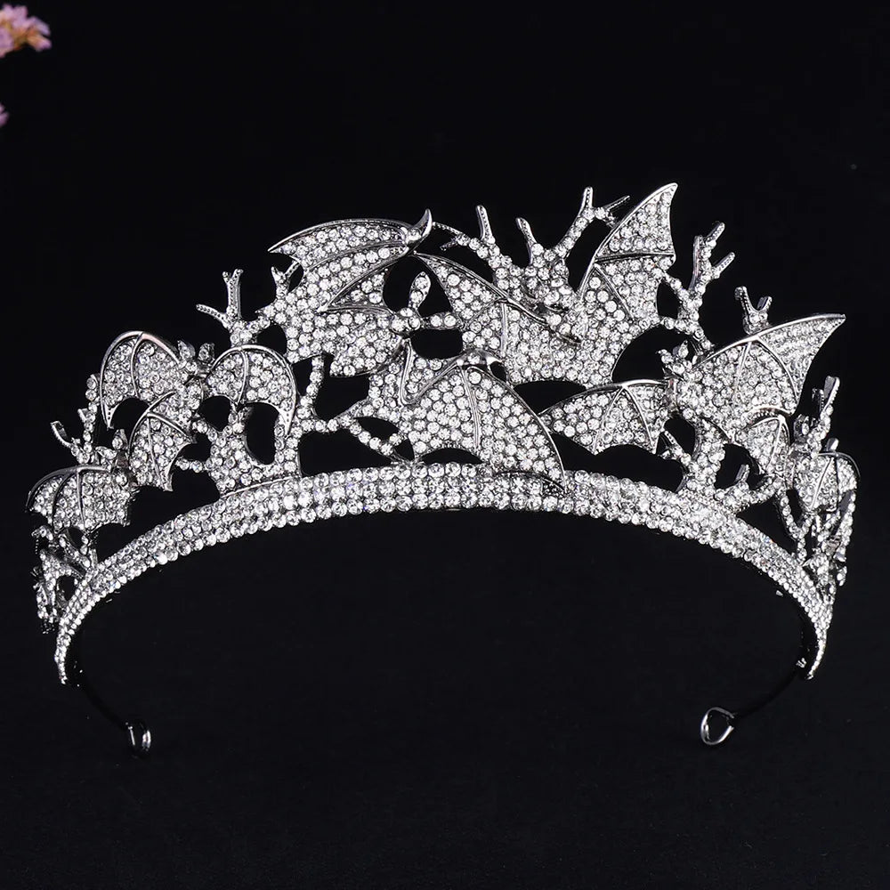 Halloween Bat Vampire Crowns Full Rhinestone Handmade Hairband Headdress for Women Fashion Queen Crown Headpieces Party Jewelry - EUFASHIONBAGS