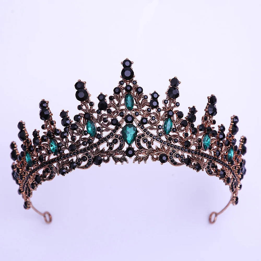 Baroque Luxury Black Crystal Bridal Tiaras Queen Crown For Women Girl Headpiece Wedding Diadem Princess Party Hair Dress Jewelry - EUFASHIONBAGS