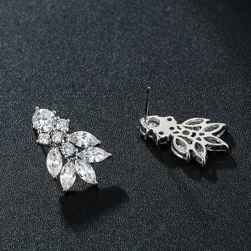 Luxury Geometric Stud Earrings for Women Full Crystal CZ Exquisite Bridal Wedding Accessories Fancy Gift Fashion Jewelry - EUFASHIONBAGS