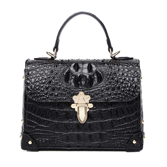 New Superior Cowhide Genuine Leather Women Handbags Embossed Crocodile pattern Fashion Luxury Lether tote Bag for women