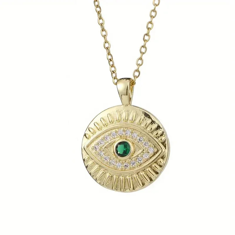 Evil Eyes Design Pendant Necklace Women Punk Green Eyes Necklace Hip Hop Girl Cool Accessories Luxury CZ Jewelry Dropship - EUFASHIONBAGS