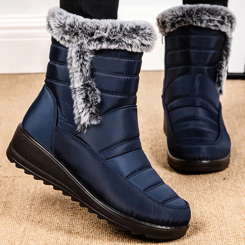 Women's Winter Boots Fur Winter Shoes For Women New Snow Boots Wedge Heels Ankle Botas Mujer Waterproof Winter Footwear