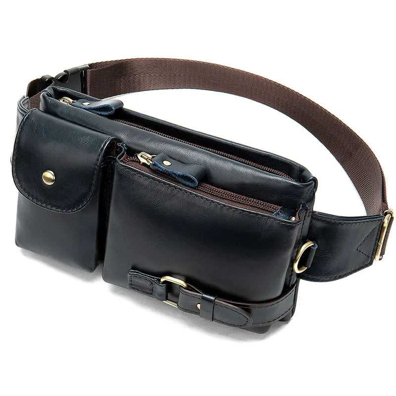 Men's Bag Belt Leather Banana Bag Man Belt Male Shoulder Bag Man Belt Pouch Thigh Bags for Man Man's Waist Bag - EUFASHIONBAGS