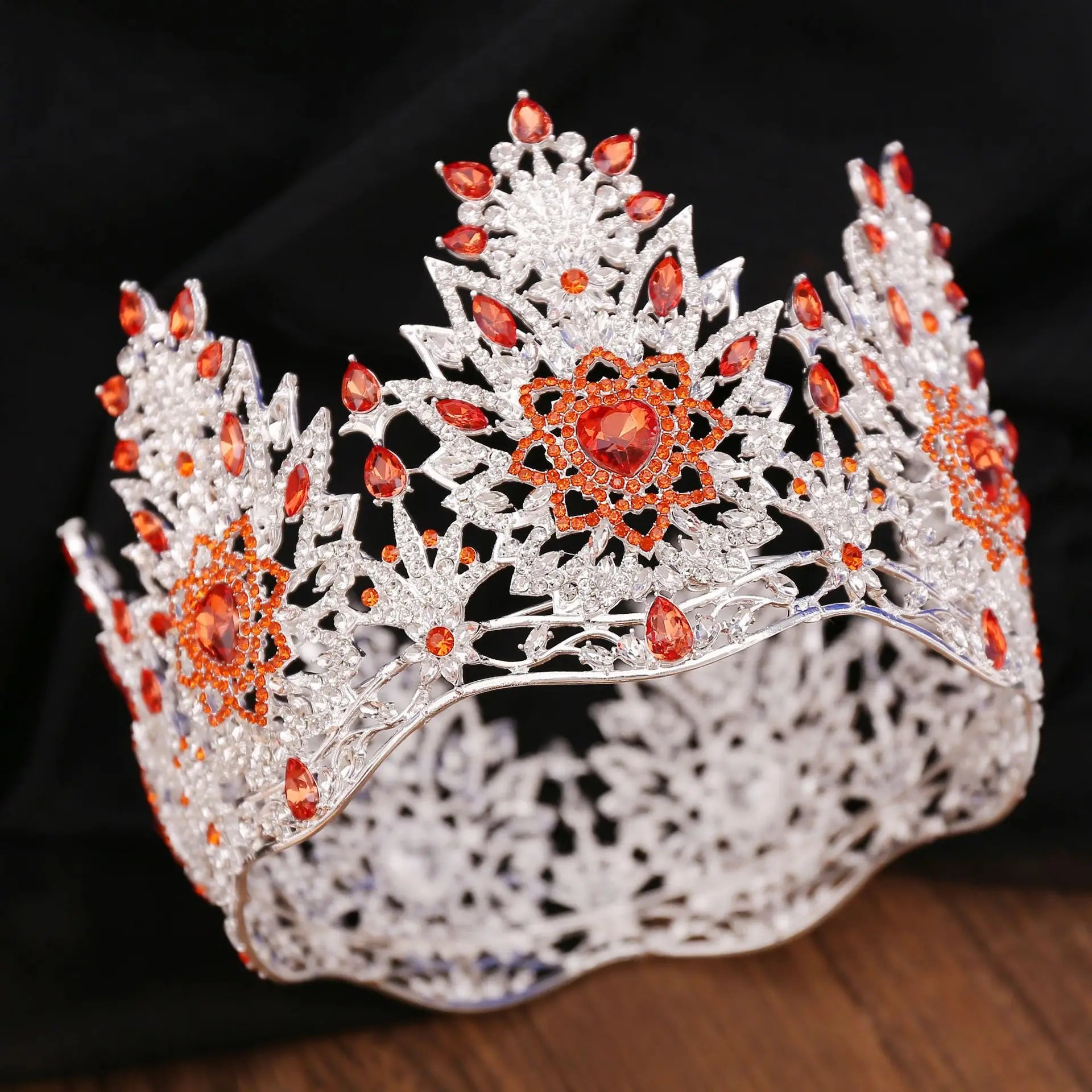 Luxury Big Miss Universe Round Wedding Crowns Crystal Bridal Headwear Brithday Party Rhinestone Tiaras Diadem Bridal Headpieces - EUFASHIONBAGS