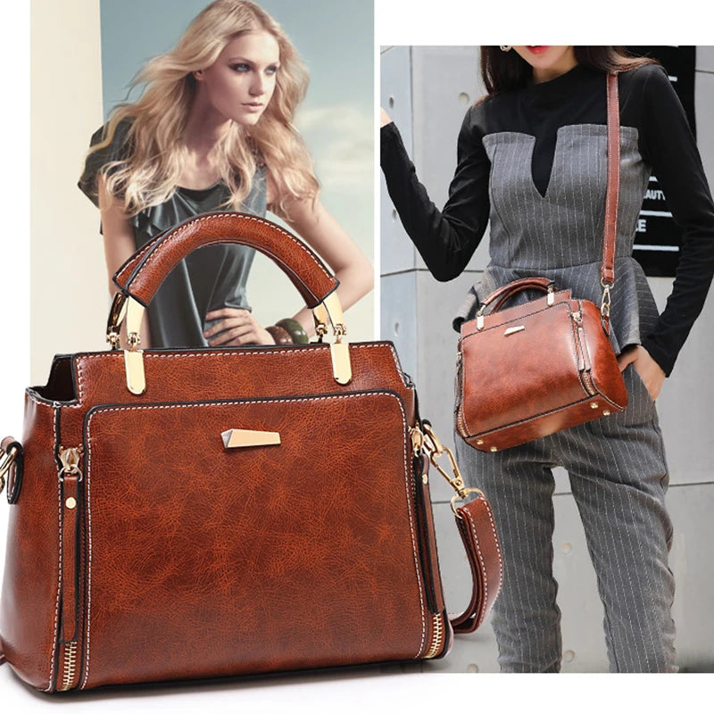 New Women's Shoulder Bag Retro Style PU Leather Crossbody Bags Europe America Fashion Luxury Women Handbags