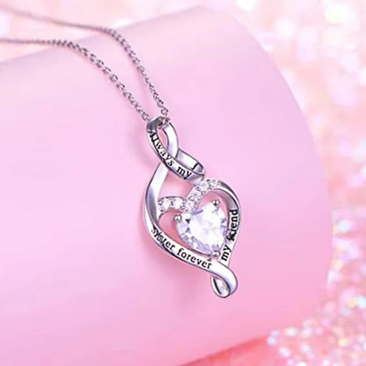 Love Friendship Pendant Necklace for Women Gorgeous Heart Shape Best Friend Letter Accessories Warming Shiny Chic Jewelry