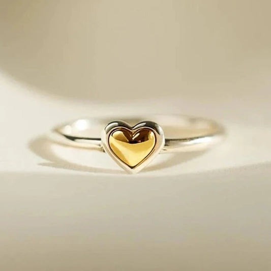 Heart Rings for Women Metal Two Tone Love Rings Eternity Wedding Band Accessories Modern Fashion Female Jewelry Dropship