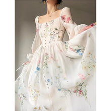 Carica l&#39;immagine nel visualizzatore di Gallery, 2023 Summer Korean Style Floral Evening Party Dresses Chiffon Long Sleeve Beach Midi Fairy Dress Vestidos De Ocasion Formales