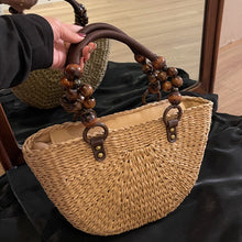 Cargar imagen en el visor de la galería, 2024 New Summer Women Straw Beach Bag Large Handbag Handmade Shoulder Bag a168