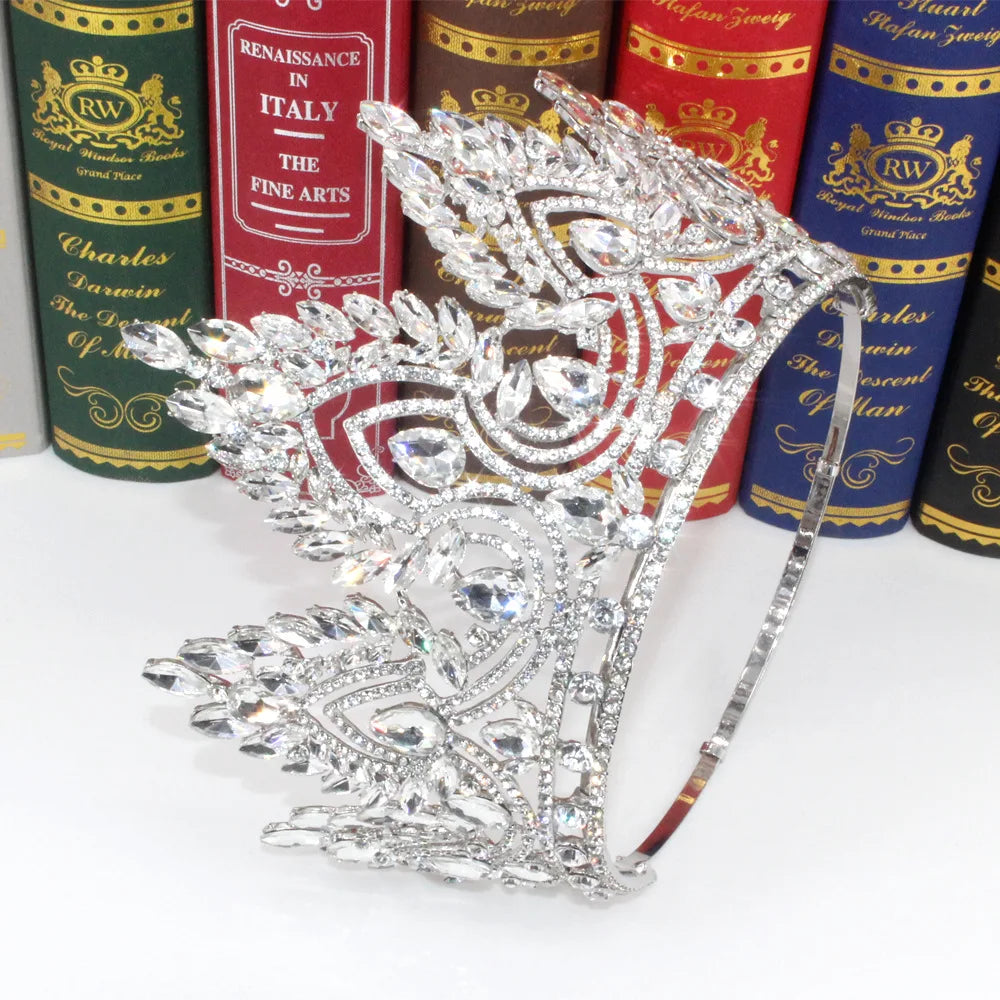 Luxury Big Miss Universe Round Crowns Forest Crystal Rhinestone Wedding Tiaras Bridal Hair Accessories Diadem Wedding Headpiece - EUFASHIONBAGS