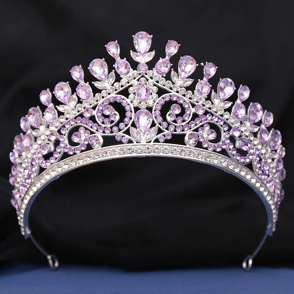 Royal Queen AB Color Crystal Wedding Crown Diadem Banquet Tiaras for Party Pageant Bridal Crown Hair Jewelry Wedding Accessories