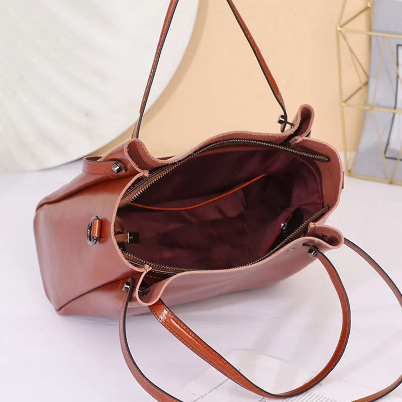 2025 New Women's Tote Bag Large Genuine Leather Women Shoulder Bag Cowhide Crossbody Bags Fashion Girls Handbags