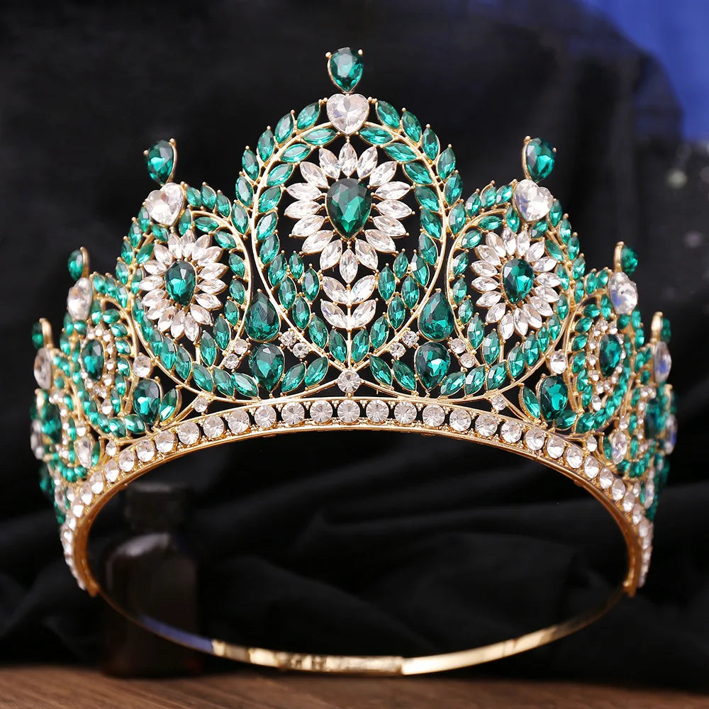 Baroque Big Rhinestone Adjustable Wedding Crown for Women Diadem Crystal Banquet Tiaras Party Costume Hair Jewelry Accessories