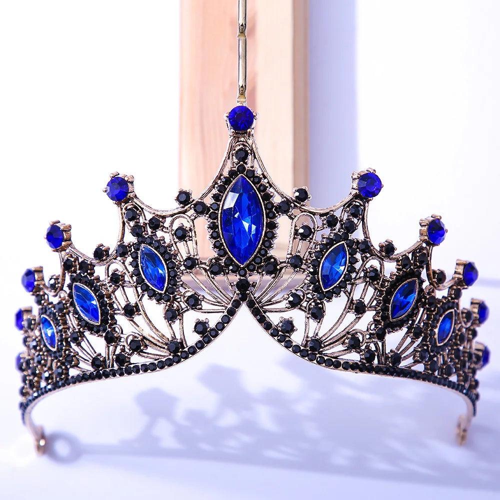 Baroque Luxury Bling Purple Crystal Bridal Tiaras Witch Crowns Women Rhinestone Pageant Diadem Wedding Costume Hair Accessories - EUFASHIONBAGS