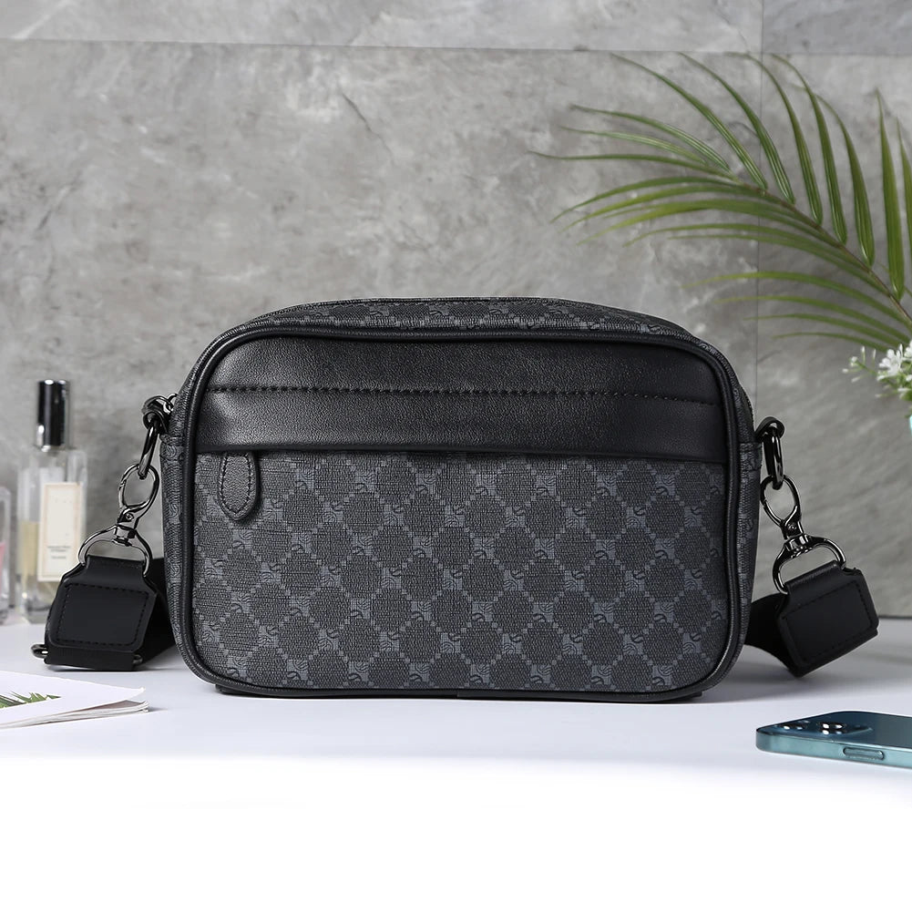 Casual Business Shoulder Purse Classic Pattern Fashion Crossbody Bag Small Square Plaid Designer for Travel Work Male Sling Bags - EUFASHIONBAGS