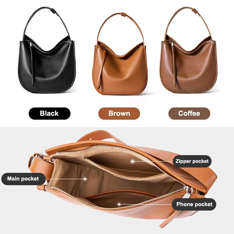 Genuine Leather Women Tote Bag New Large Women's Shoulder Bag Luxury Designer Cowhide Crossbody Bags