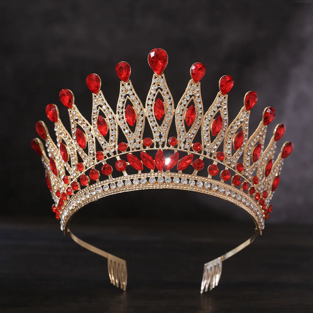 Miss Universe Paraguay Angola Crown With Comb Bridal Tiara Pageant Diadem Bride Headdress Wedding Dress Hair Jewelry Accessories - EUFASHIONBAGS