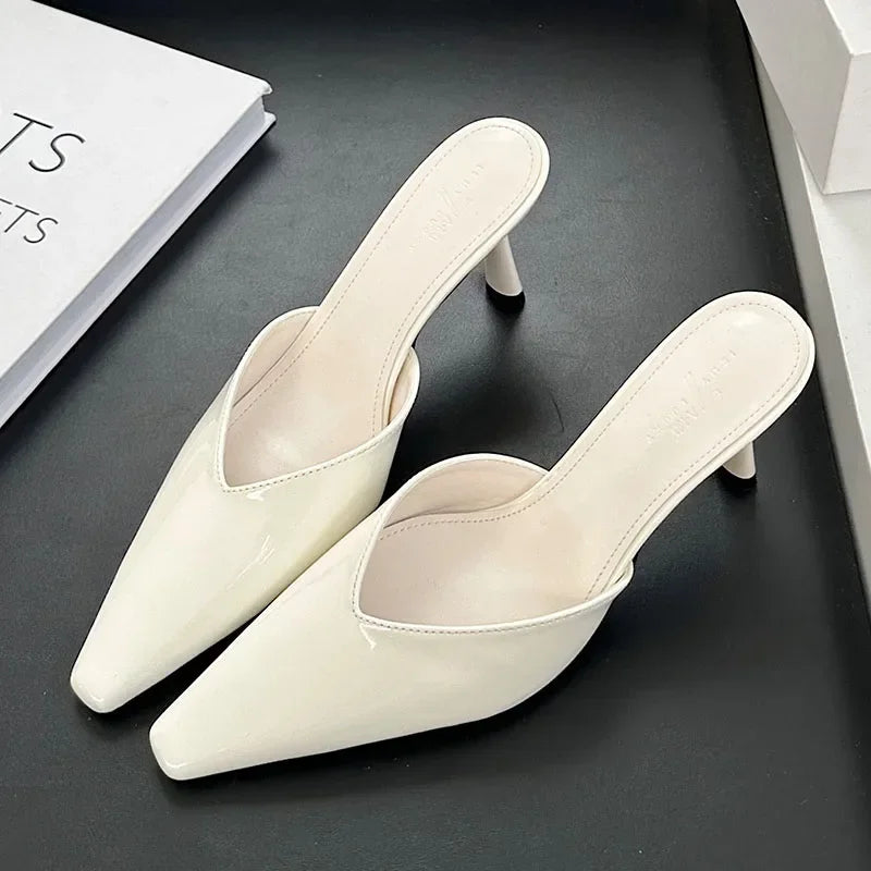 2025 New Fashion High Heels Slippers for Women Pointed Toe Pumps Slides Female Shallow Sexy Mules Sandal Ladies Zapatos De Mujer